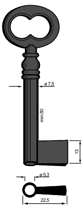 Afbeelding van Silca Klaviersleutel ijzer pijp 6608