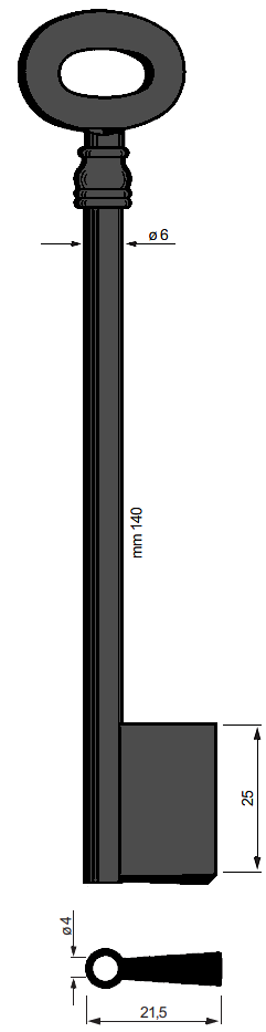 Afbeelding van Silca klaviersleutel 6514 pijp 140x6mm