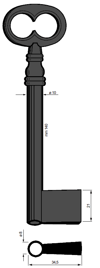Afbeelding van Silca klaviersleutel 6614 pijp 140x10mm