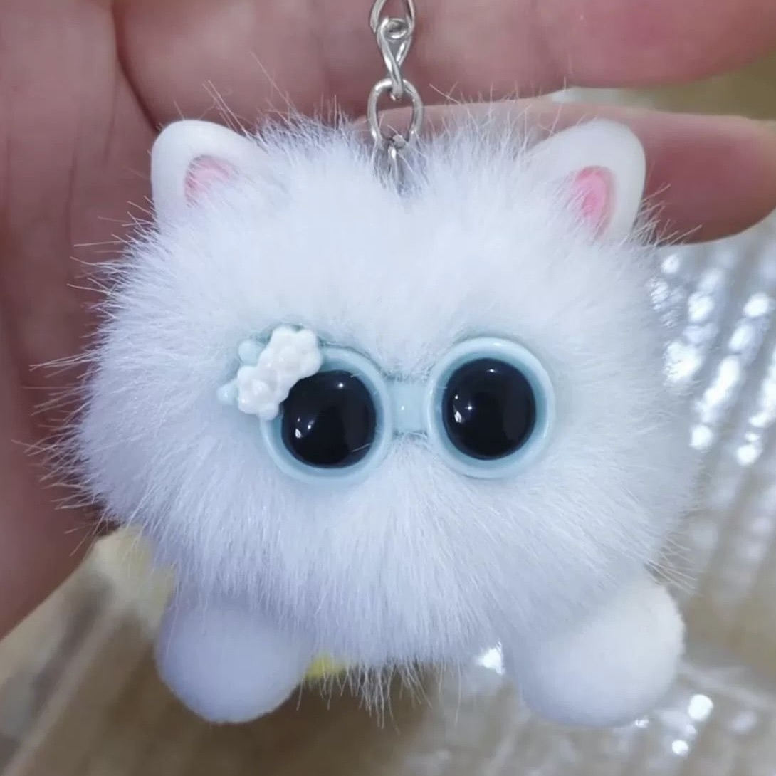 Afbeelding van Sleutelhanger Cool Cat wit (10 stuks)