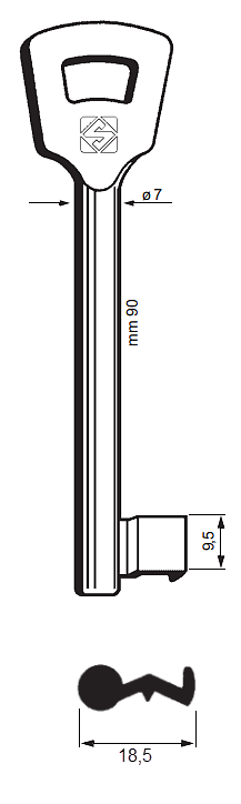 Afbeelding van Silca Klaviersleutel ijzer 5NFHL (106N)