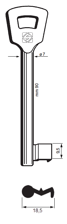 Afbeelding van Silca Klaviersleutel ijzer 6NFHL (106N)