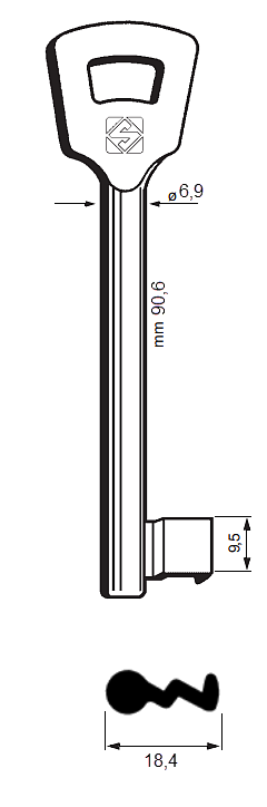 Afbeelding van Silca Klaviersleutel ijzer 7NFHL - 6NFH7L (106N)