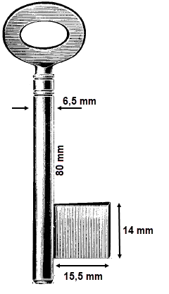 Afbeelding van Franse voordeursleutel art. 136 80x6.5mm