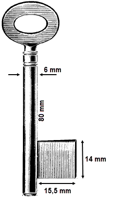 Afbeelding van Franse voordeursleutel art. 136 80x6mm