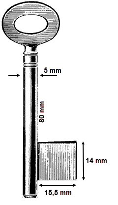 Afbeelding van Franse voordeursleutel art. 136 80x5mm