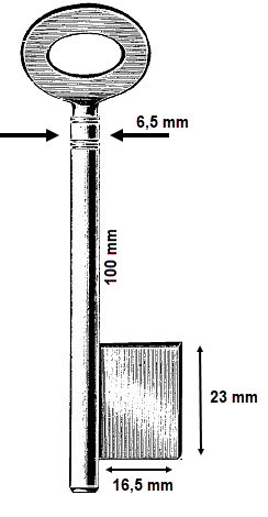 Afbeelding van Franse voordeursleutel art. 136 100x6.5mm