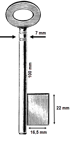 Afbeelding van Franse voordeursleutel art. 136 100x7mm