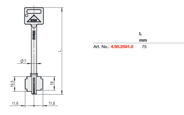 Afbeelding van STUV dubbelbaardsleutel 4-95 2501 0 IVOX 75mm