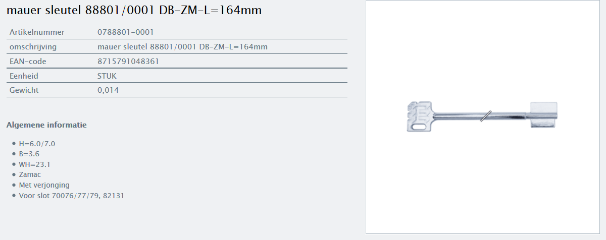 Afbeelding van MAUER dubbelbaardsleutel 0788801-0001 L= 164mm