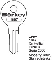 Afbeelding van Borkey 1867 Cilindersleutel voor Hettich