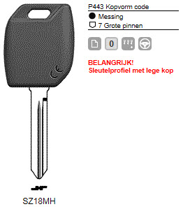 Afbeelding van Silca Transpondersleutel MH profiel  SZ18MH zonder chip