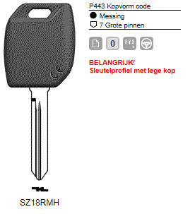 Afbeelding van Silca Transpondersleutel MH profiel  SZ18RMH zonder chip