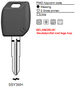 Afbeelding van Silca Transpondersleutel MH profiel  SSY3MH zonder chip