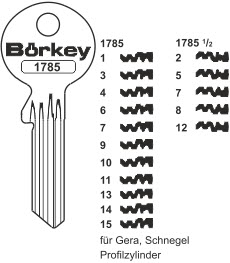 Afbeelding van Borkey 1785 13 Cilindersleutel voor GERA