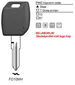 Afbeelding van Silca Transpondersleutel MH profiel  FO10MH zonder chip