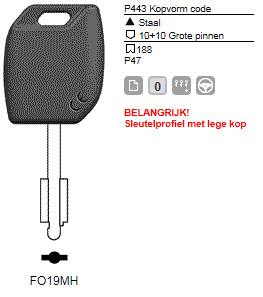 Afbeelding van Silca Transpondersleutel MH profiel  FO19MH zonder chip