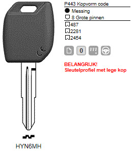 Afbeelding van Silca Transpondersleutel MH profiel  HYN6MH zonder chip