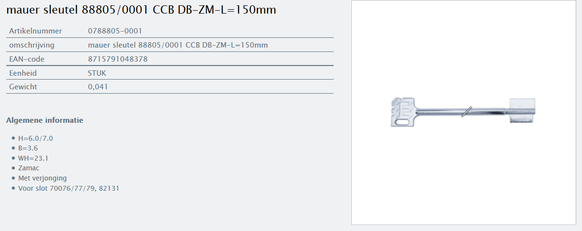 Afbeelding van MAUER dubbelbaardsleutel 0788805-0001 L=150mm
