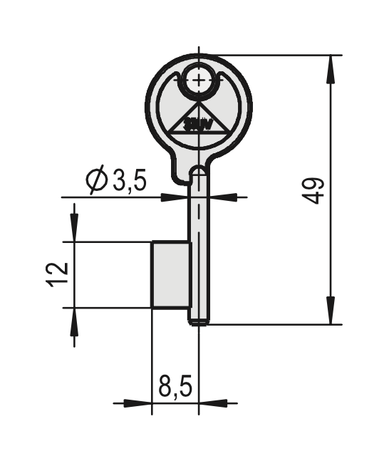 Afbeelding van STUV origineel klaviersleutel 50 x 3,5