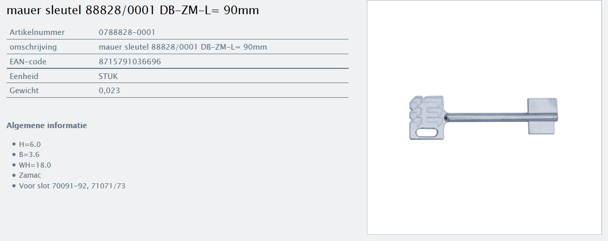 Afbeelding van MAUER dubbelbaardsleutel 0788828-0001 L= 90mm