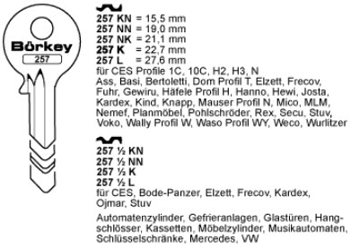 Afbeelding van Borkey Cilindersleutel 257½KN