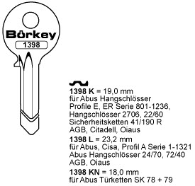 Afbeelding van Borkey Cilindersleutel 1398KN