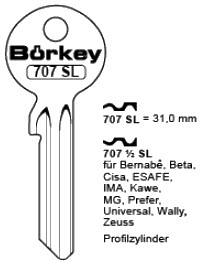 Afbeelding van Borkey Cilindersleutel 707SL