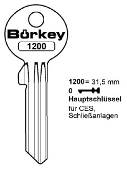 Afbeelding van Borkey 1200 / 0 Cilindersleutel voor CES VAS, MS
