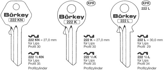 Afbeelding van Borkey 222KN Cilindersleutel voor LIPS 30