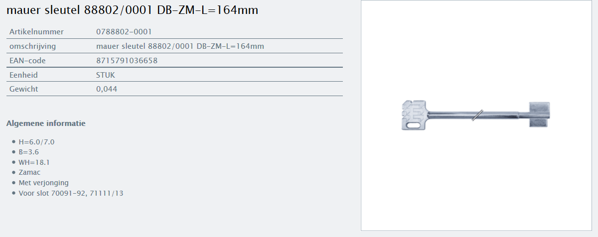 Afbeelding van MAUER dubbelbaardsleutel 0788802-0001 L=164mm