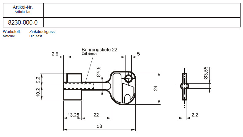Afbeelding van Cawi 8230-000-0 Zinkdruckguss 50mm