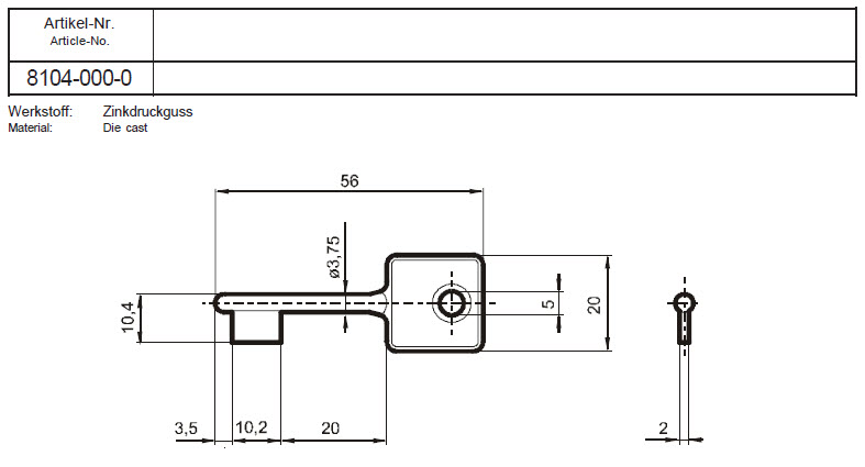 Afbeelding van Cawi 8104-000-0 Zinkdruckguss 55mm