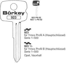 Afbeelding van Borkey 923 Cilindersleutel voor YMOS A HS