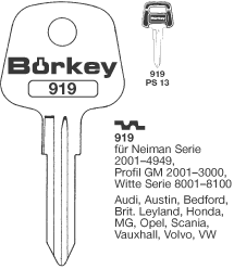 Afbeelding van Borkey 919 Cilindersleutel voor NEIM.VERSCHL