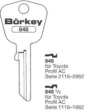 Afbeelding van Borkey 848 Cilindersleutel voor TOYOTA