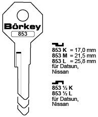 Afbeelding van Borkey 853½K Cilindersleutel voor DATSUN, NISS
