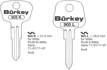 Afbeelding van Borkey 905K Cilindersleutel voor WITTE W,AUDI
