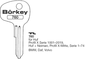 Afbeelding van Borkey 760 Cilindersleutel voor HUF X MI,BMW
