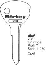 Afbeelding van Borkey 798 Cilindersleutel voor YMOS 7, OPEL