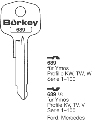 Afbeelding van Borkey 689½ Cilindersleutel voor YMOS V.MERC.