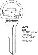 Afbeelding van Borkey 526 Cilindersleutel voor HUF SW, FORD