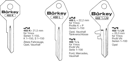 Afbeelding van Borkey 468L Cilindersleutel voor YMOS K,P