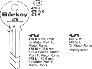 Afbeelding van Borkey 478½L Cilindersleutel voor RONIS ETC.