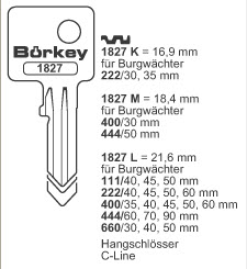 Afbeelding van Borkey 1827M Cilindersleutel voor BURGWÄCHTER
