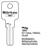 Afbeelding van Borkey 1847 Cilindersleutel voor HUWIL, CEKA