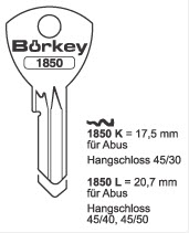 Afbeelding van Borkey 1850L Cilindersleutel voor ABUS