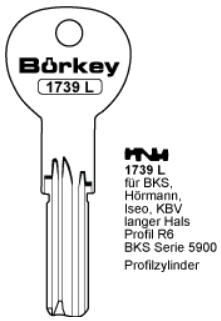 Afbeelding van Borkey 1739L Cilindersleutel voor ISEO