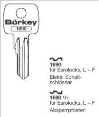 Afbeelding van Borkey 1690½ Cilindersleutel voor L+F,EURO LOCK