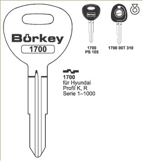 Afbeelding van Borkey 1700 Cilindersleutel voor HYUNDAI